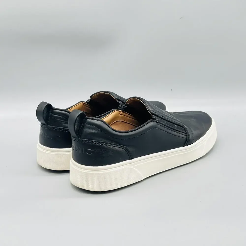 Vionic Shoes Womens 7 Black Leather Slip On Platform Walking Sneakers Comfort